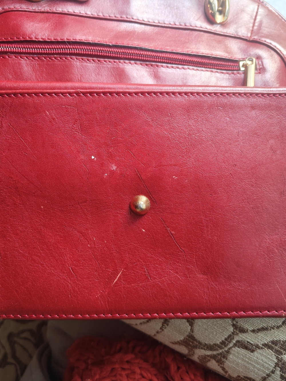 Vintage Italian Genuine Leather Dome Satchel Bag Burgundy Made In Italy - Picture 6 of 14